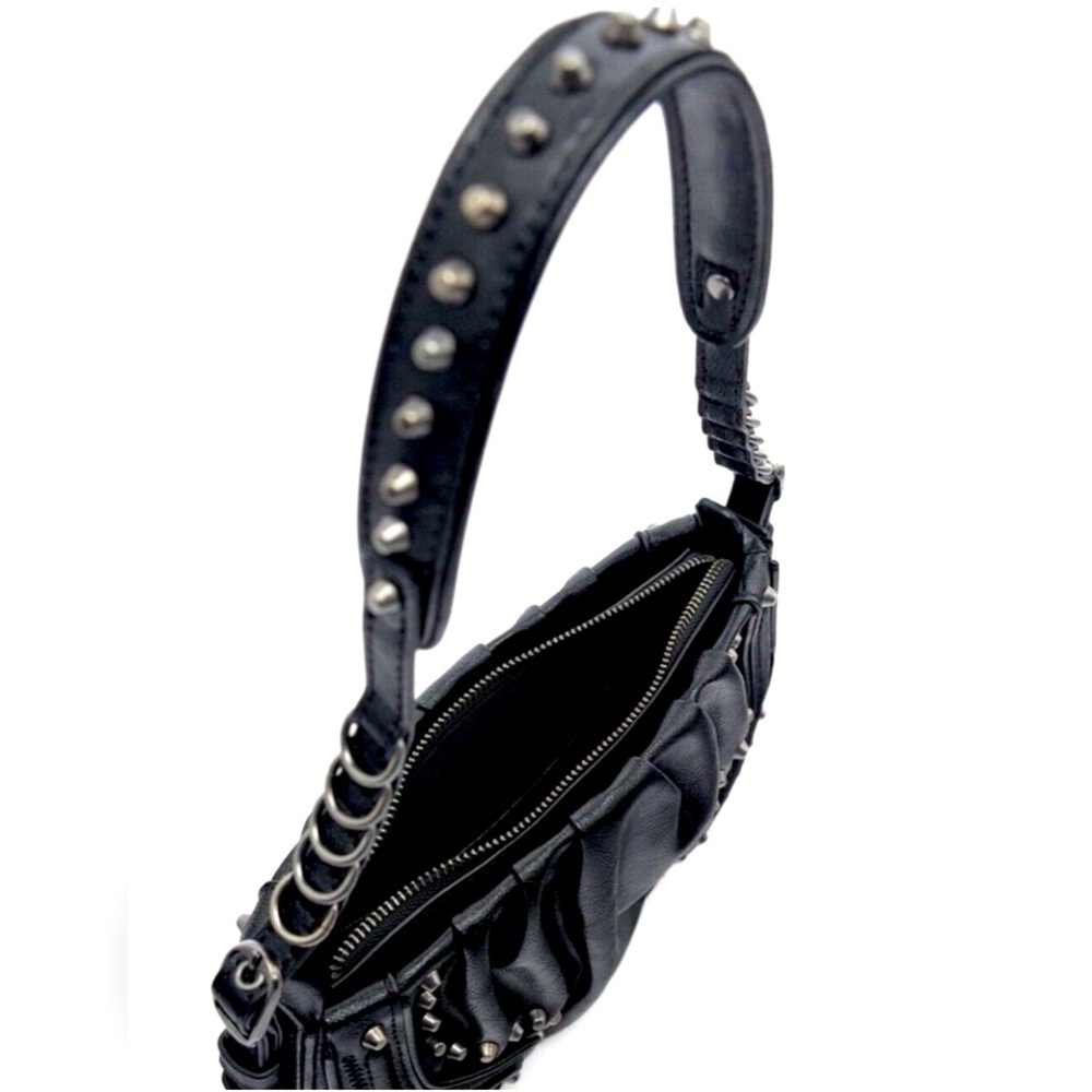 ‼️SOLD‼️ZARA BLACK POLYURETHANE STUDDED SHOULDER BAG. - Picture 9 of 9